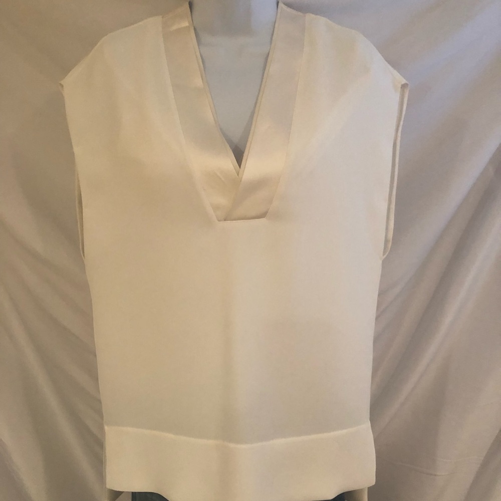 VINCE white silk cap sleeve shirt.